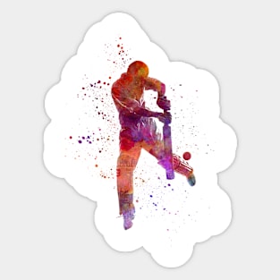 Cricket player batsman silhouette in watercolor Sticker